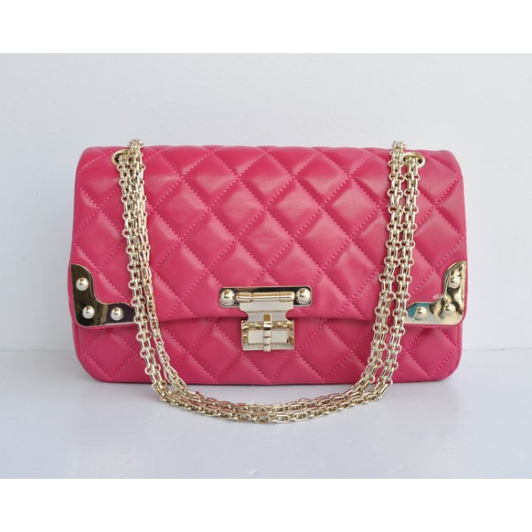 Chanel 2011 Rose Red Borse Flap Pelle Di Agnello Con Hardware Or