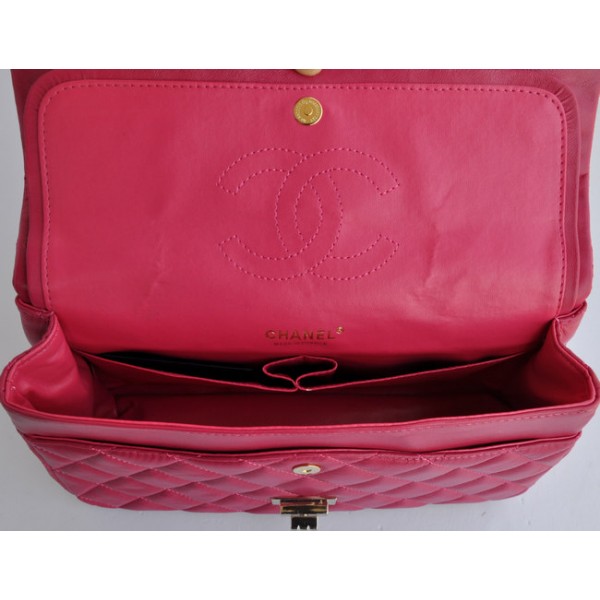 Chanel 2011 Rose Red Borse Flap Pelle Di Agnello Con Hardware Or