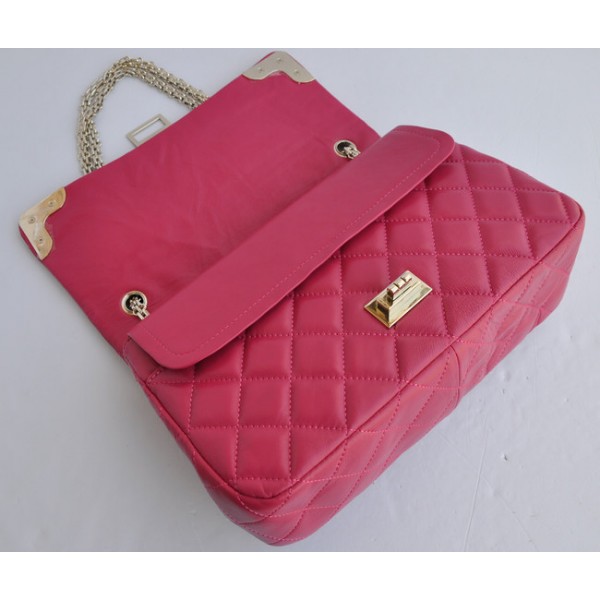 Chanel 2011 Rose Red Borse Flap Pelle Di Agnello Con Hardware Or