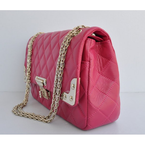 Chanel 2011 Rose Red Borse Flap Pelle Di Agnello Con Hardware Or