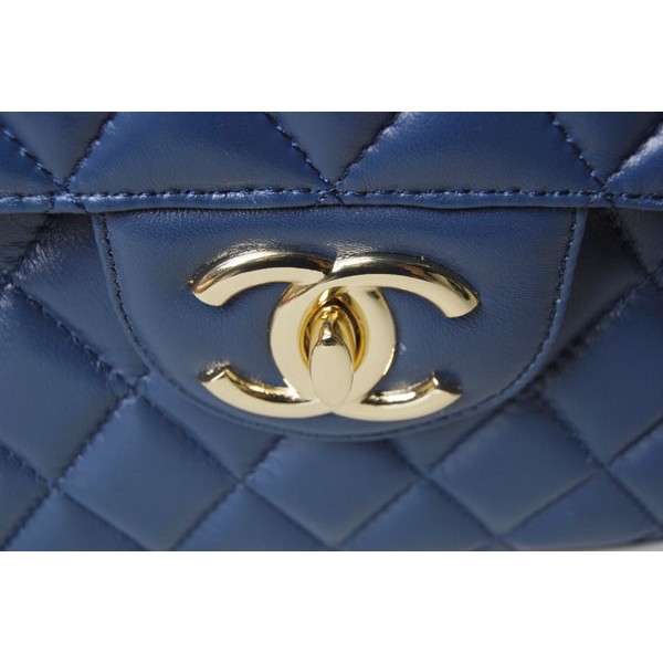 Chanel 48022 Classic Blue Flap Borse Pelle Di Agnello Con Grande