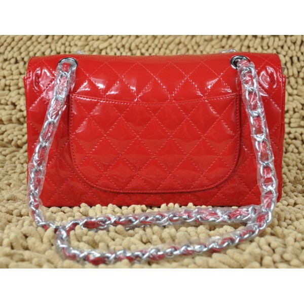 Chanel A01112 Red Bag In Pelle Di Brevetto Con Hardware Argento