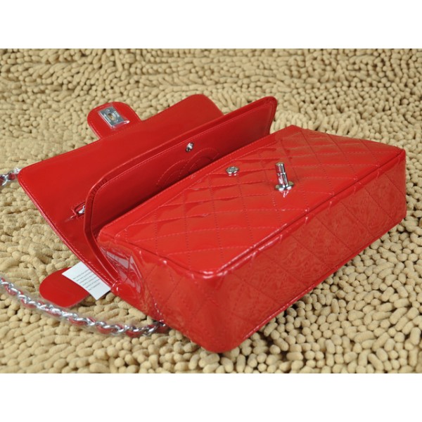 Chanel A01112 Red Bag In Pelle Di Brevetto Con Hardware Argento