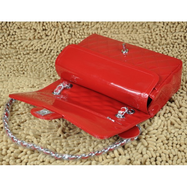 Chanel A01112 Red Bag In Pelle Di Brevetto Con Hardware Argento