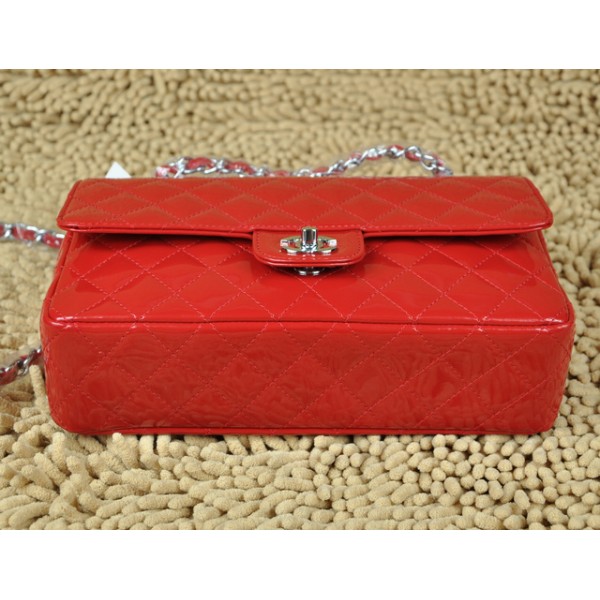 Chanel A01112 Red Bag In Pelle Di Brevetto Con Hardware Argento
