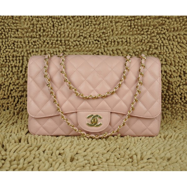 Chanel A28600 Borse Jumbo Flap In Pelle Rosa Con Oro Hw