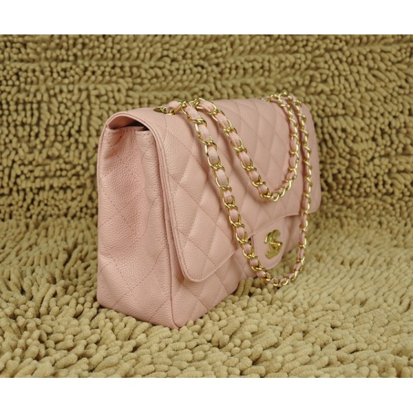 Chanel A28600 Borse Jumbo Flap In Pelle Rosa Con Oro Hw