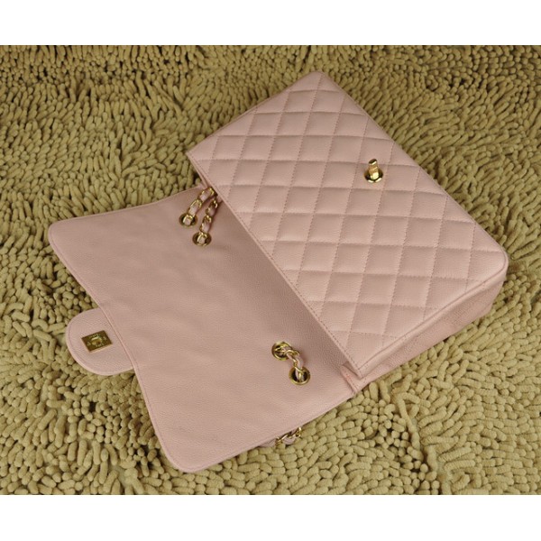 Chanel A28600 Borse Jumbo Flap In Pelle Rosa Con Oro Hw