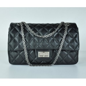 Chanel A28668 Classica Borsa In Pelle Di Agnello Lembo Nero E Ar