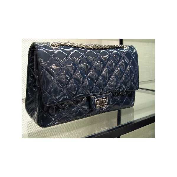 Chanel A30226 Blu Patent Flap Borse Agnello Con Catena Depoca