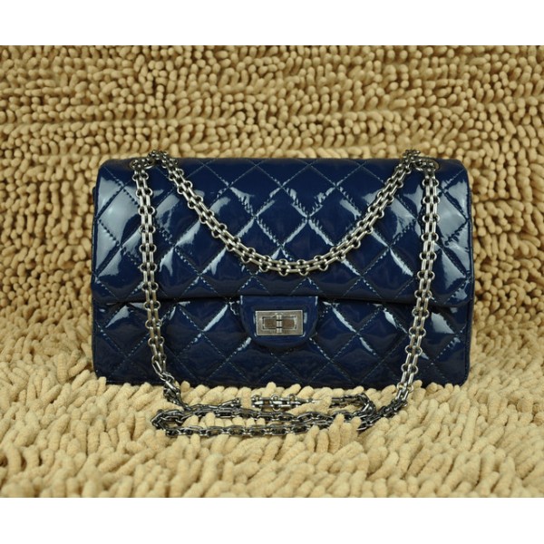 Chanel A30226 Blu Patent Flap Borse Agnello Con Catena Depoca