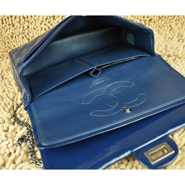 Chanel A30226 Blu Patent Flap Borse Agnello Con Catena Depoca