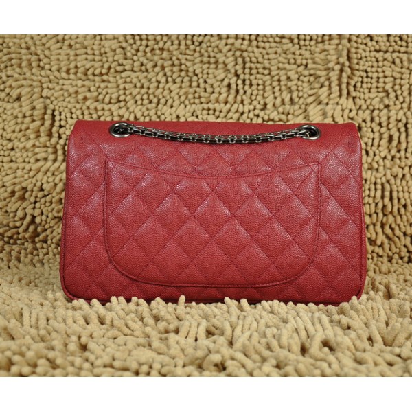 Chanel A30227 Classic Rosso Flap Borse Caviar Con Hardware Argen