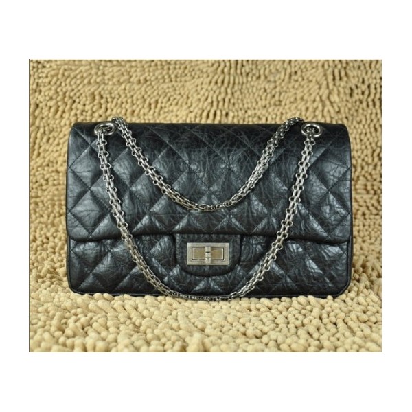Chanel A37587 Flap Borse In Pelle Di Vitello Nero Con Argento Hw