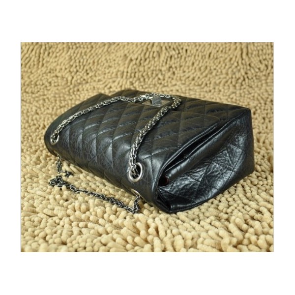 Chanel A37587 Flap Borse In Pelle Di Vitello Nero Con Argento Hw