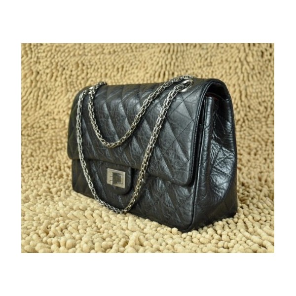 Chanel A37587 Flap Borse In Pelle Di Vitello Nero Con Argento Hw