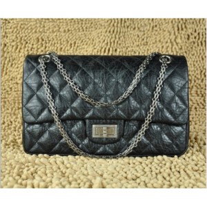 Chanel A37587 Flap Borse In Pelle Di Vitello Nero Con Argento Hw