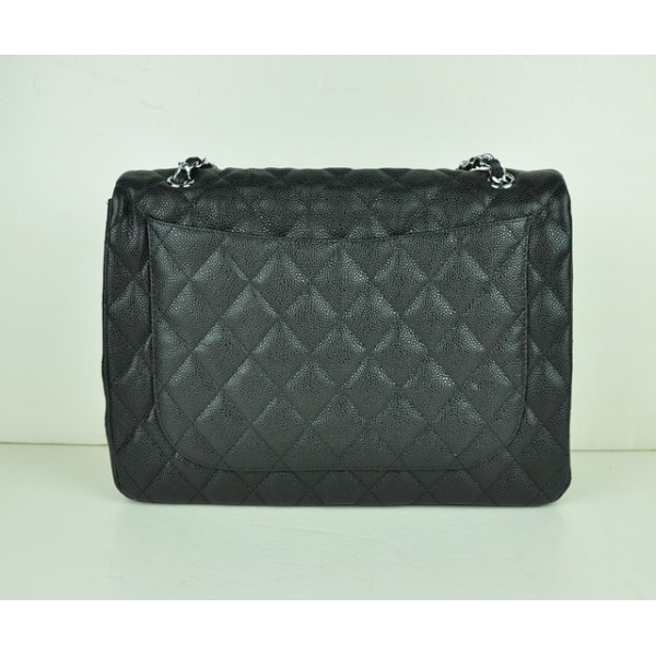 Chanel A46558 Nero Caviar Flap Borse In Pelle Con Silver Hw