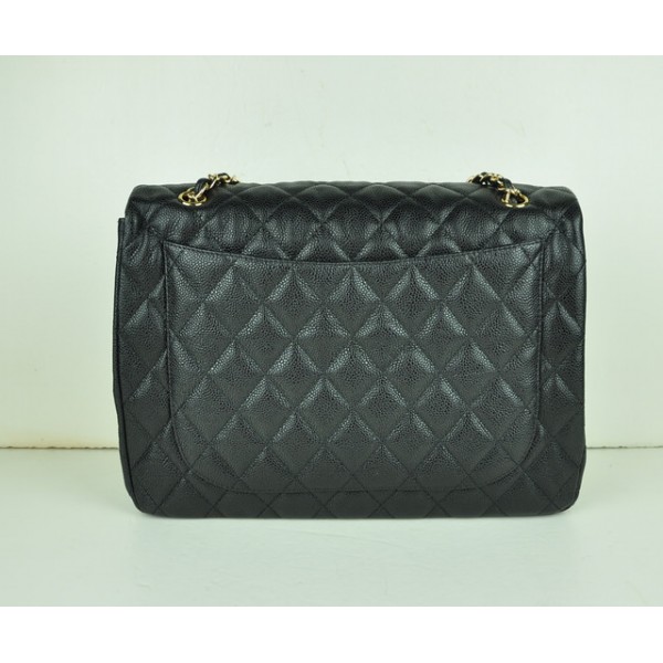 Chanel A46558 Nero Caviar Leather Flap Bag Con Gold Hw