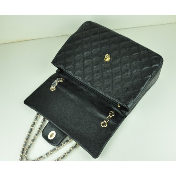 Chanel A46558 Nero Caviar Leather Flap Bag Con Gold Hw