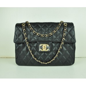 Chanel A46558 Nero Caviar Leather Flap Bag Con Gold Hw