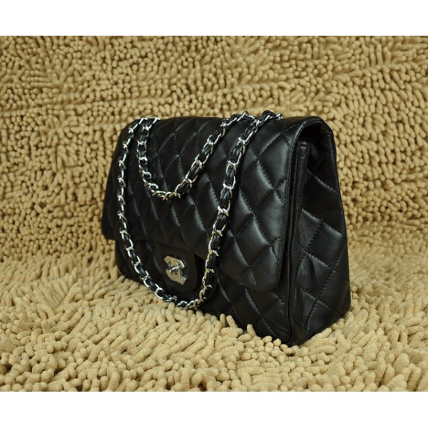 Chanel Bag In Pelle Di Agnello Nero A28600 Flap Jumbo Con Hardwa