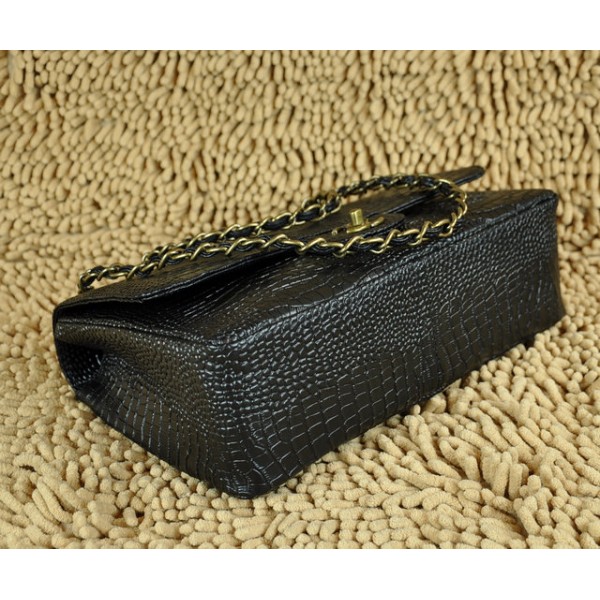 Chanel Croc Veins Borse Classico Lembo Di Pelle Nera