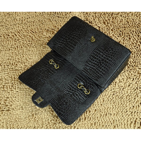 Chanel Croc Veins Borse Classico Lembo Di Pelle Nera