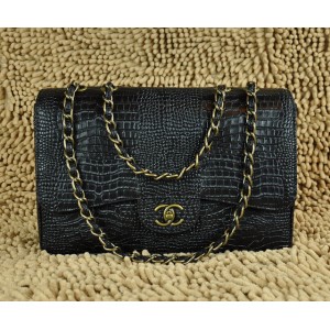 Chanel Croc Veins Borse Classico Lembo Di Pelle Nera