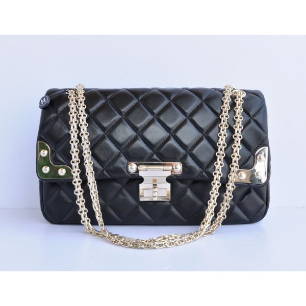 Chanel Flap Bag 2011 Black Agnello Doro