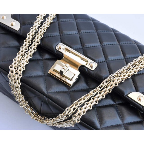 Chanel Flap Bag 2011 Black Agnello Doro