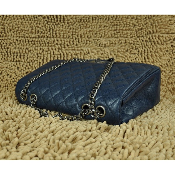 Chanel Quilted 28988 Blue Classic Flap Borse In Pelle Caviar