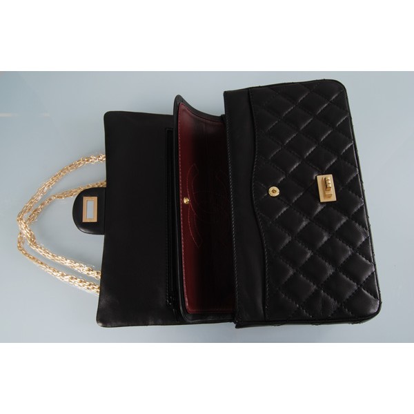 A37587 Chanel Classic Flap Bag Nero Con Oro Hw Agnello