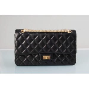 A37587 Chanel Classic Flap Bag Nero Con Oro Hw Agnello