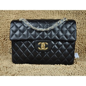 A46558 Chanel Classic Flap Borse Pelle Di Agnello Nero Con Oro H