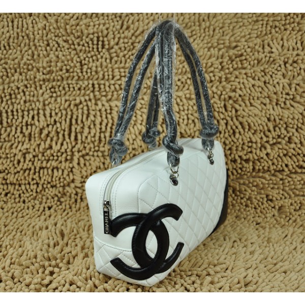 Borse Chanel A25174 Agnello Bianco Con Logo Cc Nero