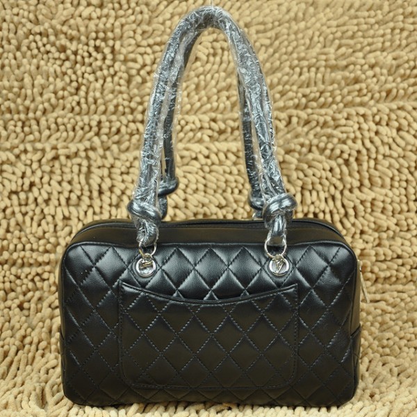 Borse Chanel A25174 Agnello Nero Con Logo Bianco Cc