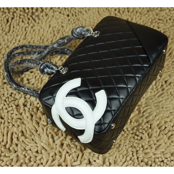 Borse Chanel A25174 Agnello Nero Con Logo Bianco Cc