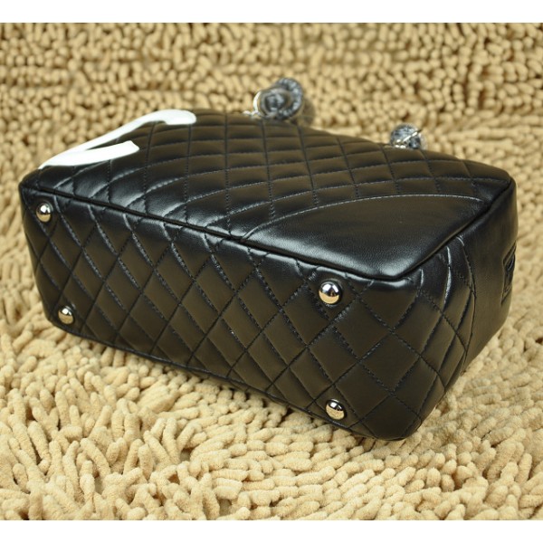 Borse Chanel A25174 Agnello Nero Con Logo Bianco Cc