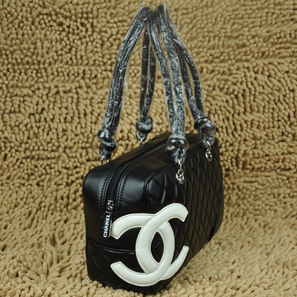 Borse Chanel A25174 Agnello Nero Con Logo Bianco Cc