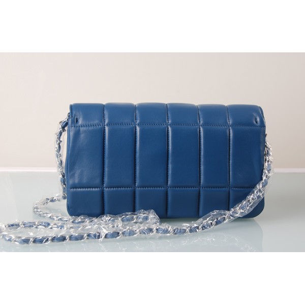 Borse Chanel Flap Camellia Agnello Con Blu Argento Hw