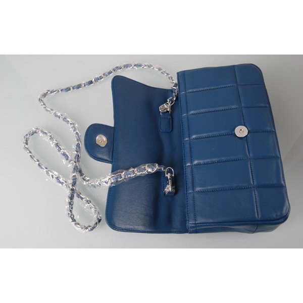 Borse Chanel Flap Camellia Agnello Con Blu Argento Hw