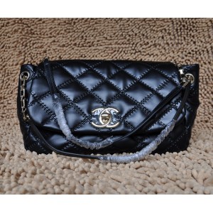 Borse Chanel Flap Pelle Di Vitello Nera, Lavato Con Impunture A