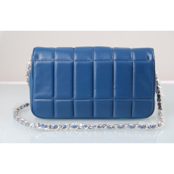 Camellia Flap Borse Chanel In Pelle Di Agnello Blu Con Finitura