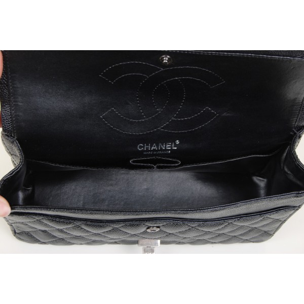 Chanel A37587 Caviar Black Leather Borse Flap Classic