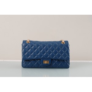 Chanel A37587 Flap Bag In Blu In Pelle Di Agnello Classico Con F