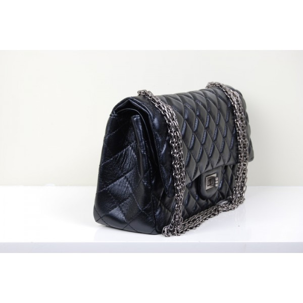 Chanel A37587 Flap Borse In Pelle Di Agnello Classic Nero E Arge