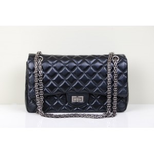 Chanel A37587 Flap Borse In Pelle Di Agnello Classic Nero E Arge