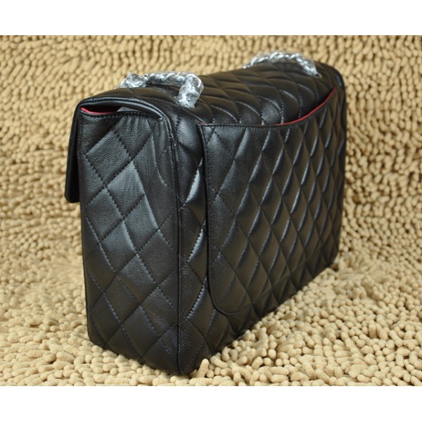 Chanel A46558 Classica Borsa In Pelle Di Agnello Lembo Nero Con