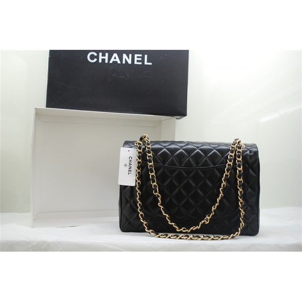 Chanel A47600 Flap Borse Pelle Di Agnello Nero Con Maxi Oro Hw